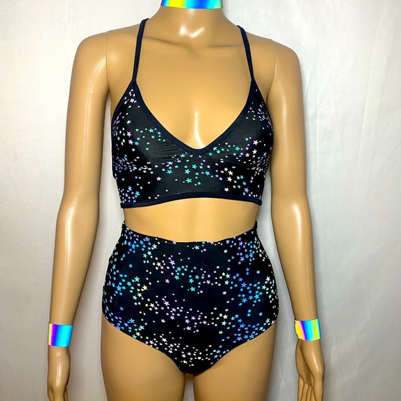 Rainbow and Reflective two-piece bikini set - Picture 1 of 8
